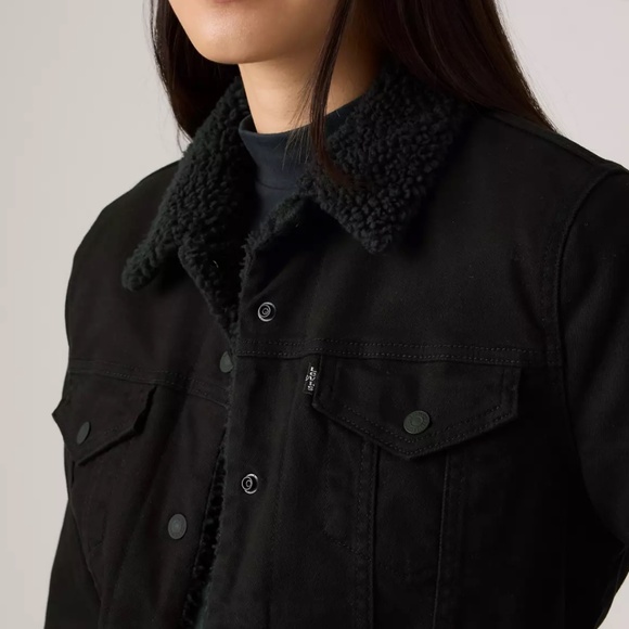 Levi's Original Sherpa Trucker Jacket Original Sherpa Trucker Jacket Black Denim - Picture 5 of 12